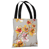 Abstract Flowers - Grey Multi Tote Bag by