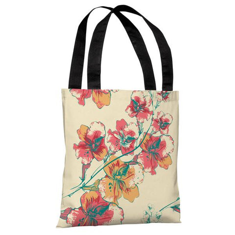 Abstract Flowers - Cream Multi Tote Bag by