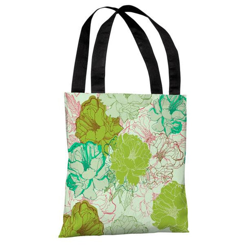 Natalie's Blooms - Green Multi Tote Bag by