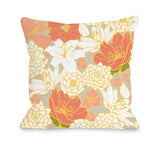 Ornate Florals - Grey Multi Throw Pillow by OBC 18 X 18