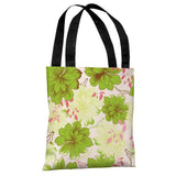 Windswept Flowers - Tan Green Multi Tote Bag by