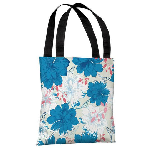 Windswept Flowers - Pale Green Blue Multi Tote Bag by