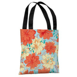Windswept Flowers - Turquoise Multi Tote Bag by