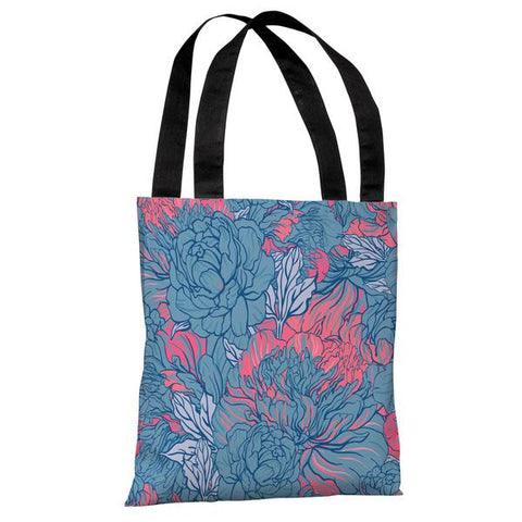 Abundant Florals - Blue Pink Tote Bag by