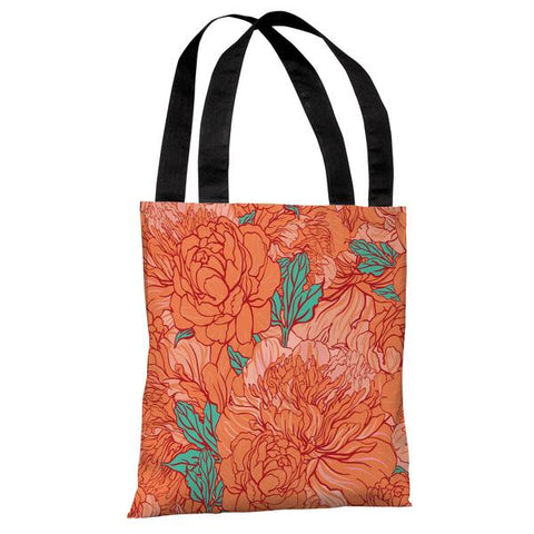 Abundant Florals - Coral Turquoise Tote Bag by