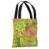 Abundant Florals - Green Pink Tote Bag by