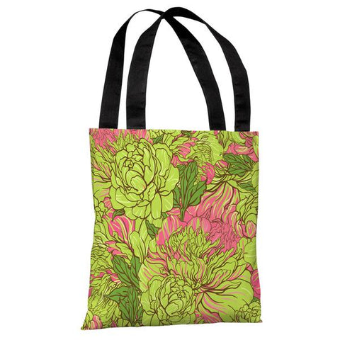 Abundant Florals - Green Pink Tote Bag by