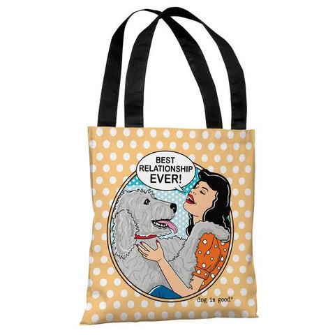 Best Relationship Ever Popart - Peach White Tote Bag by Dog is Good