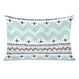 Anya Stripes and Dots - White Aqua Gray Lumbar Pillow by OBC 14 X 20