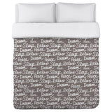 All Over Sleep Words - Driftwood White Lightweight Duvet by OBC