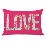 Love Cabbage Rose - Hot Pink Lumbar Pillow by OBC 14 X 20