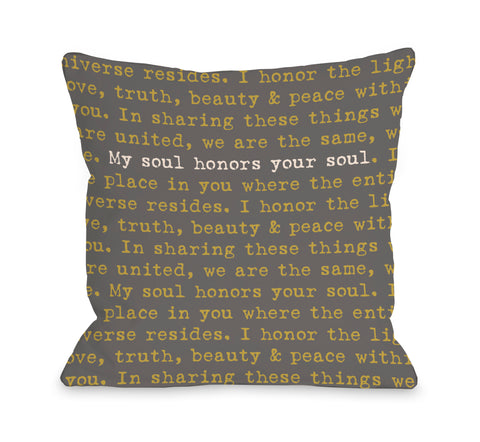 My Soul Your Soul - Gray Oil Yellow Throw Pillow by OBC 18 X 18