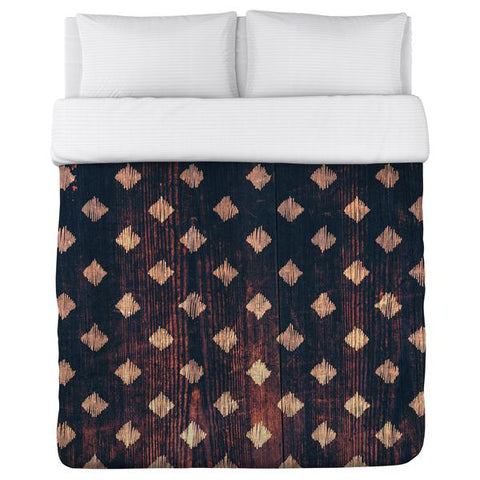 Scribble Scrabble Wood - Brown Lightweight Duvet by OBC