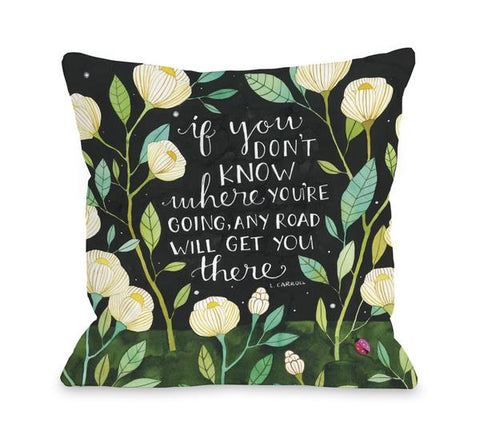 Any Road Florals - Black Multi Throw Pillow by Ana Victoria Calderon