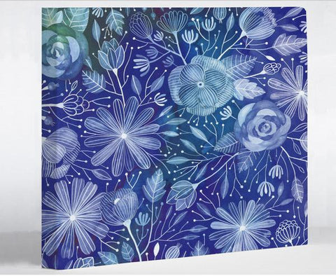 Electric Flowers - Blue Canvas Wall Decor by Ana Victoria Calderon