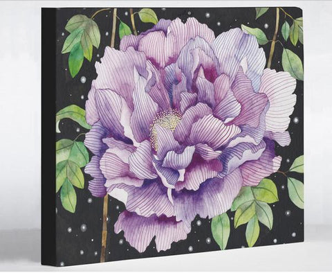 Midnight Bloom - Black Purple Canvas Wall Decor by Ana Victoria Calderon