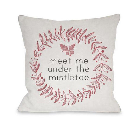Meet Me Under The Mistletoe - Multi Throw Pillow by OBC