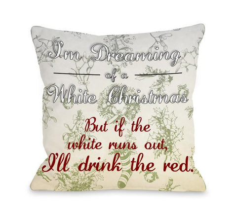 White Christmas Red Wine - Multi Throw Pillow by OBC