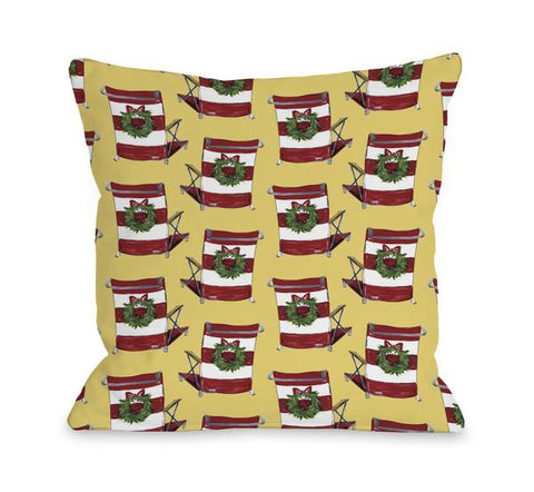 Beach Chair Pattern -Yellow Red Throw Pillow by Timree Gold