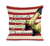 Holly Jolly Christmas Shoes - Tan Red Throw Pillow by Timree Gold