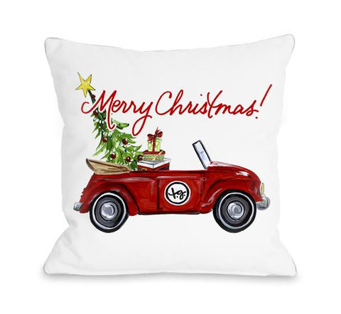 Red Bug Christmas - White Multi Throw Pillow by Timree Gold