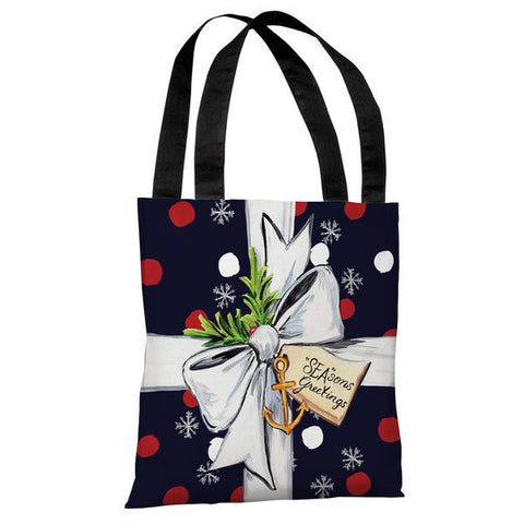 Season's Greetings Gift - Navy Multi Tote Bag by Timree Gold