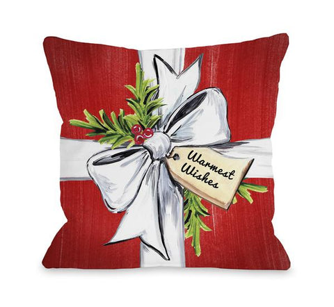Warmest Wishes - Red Multi Throw Pillow by Timree Gold