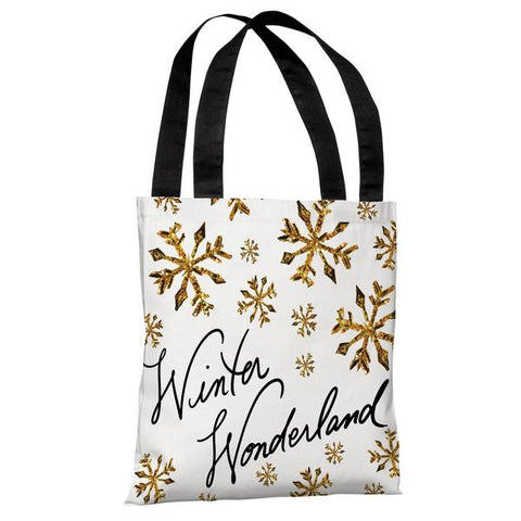 Winter Wonderland Gold Snowflakes - White Gold Tote Bag by Timree Gold