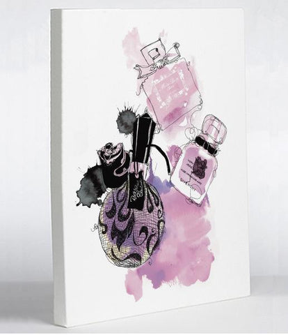 Pink Perfumes - White Multi Canvas Wall Decor by Judit Garcia Talvera