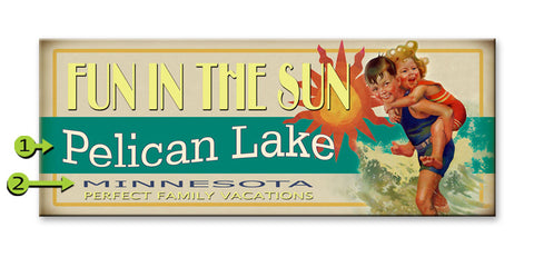 Fun in the Sun (Boy and Girl) Wood 17x44