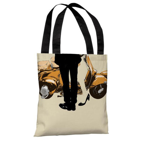 Couple and A Motorycle - Tan Multi Tote Bag by Matthew Woodson