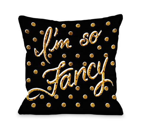 I'm So Fancy Dots/Bows - Black Gold Throw Pillow by Timree 18 X 18