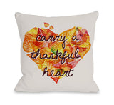 Carry A Thankful Heart - White Multi Throw Pillow by OBC 18 X 18