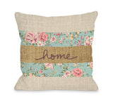 Home Floral Burlap - Multi Throw Pillow by OBC 18 X 18