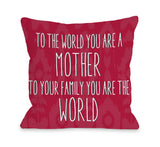 To The World Mother Ikat - Red Throw Pillow by OBC 18 X 18