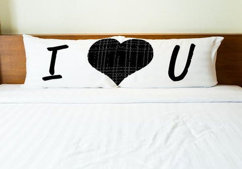 I Heart You - Black Set of Two Pillow Case by