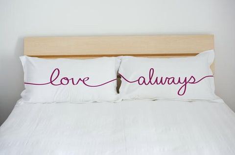 Love Always - Purple Set of Two Pillow Case by