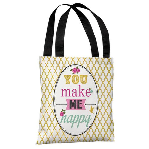 You Make Me Happy - Yellow Multi Tote Bag by Angela Nickeas