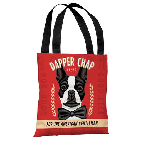 Boston Dapper - Red Multi Tote Bag by Retro Pets
