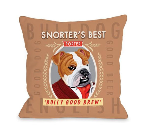 Snorter Brown Multi Throw Pillow by Retro Pets