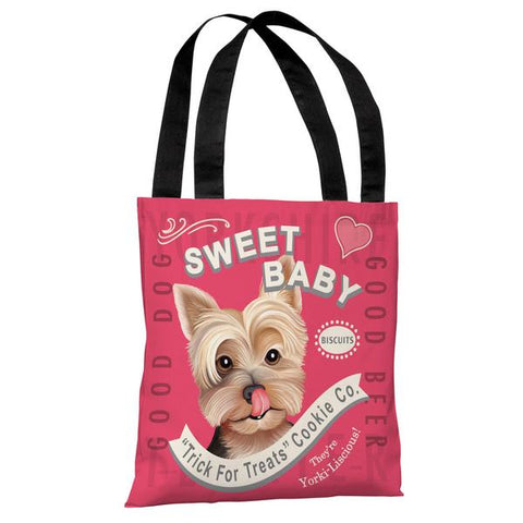 Yorkie Treats - Pink Multi Tote Bag by Retro Pets