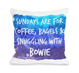 Sundays Paw Print Personalized –Blue Multi Throw Pillow by OBC 18 X 18