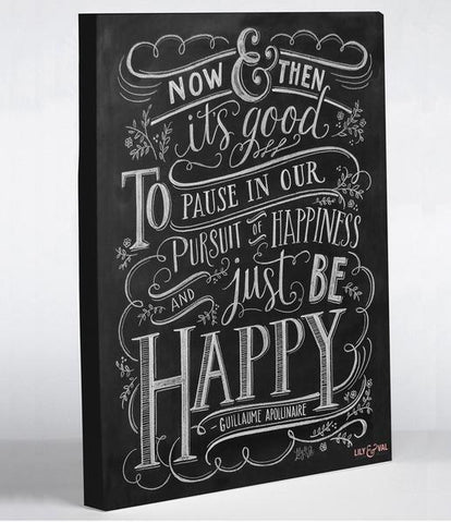 Be Happy - Gray White Canvas Wall Decor by Lily & Val