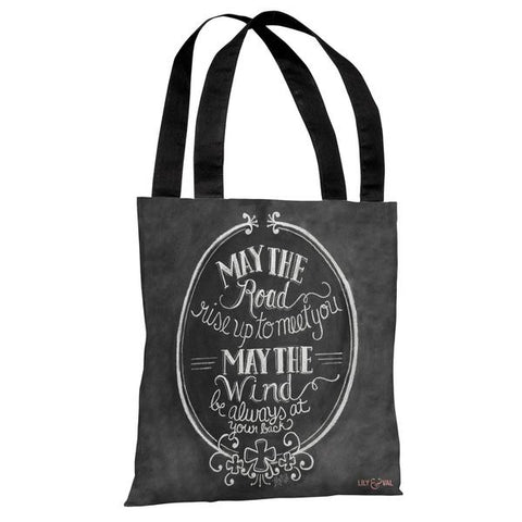 May the Road, May the Wind - Gray White Tote Bag by Lily & Val