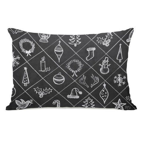 Christmas Cheer Pattern - Gray White Throw Pillow by Lily & Val