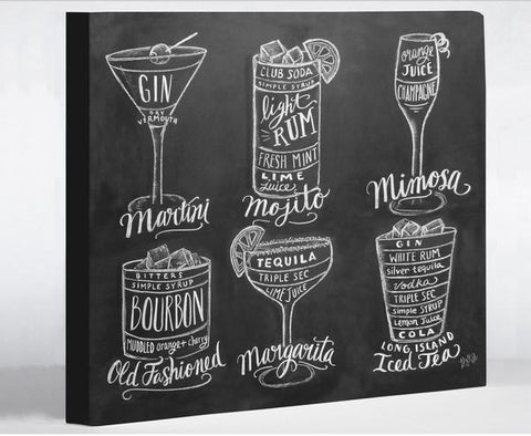Cocktails - Gray White Canvas Wall Decor by Lily & Val