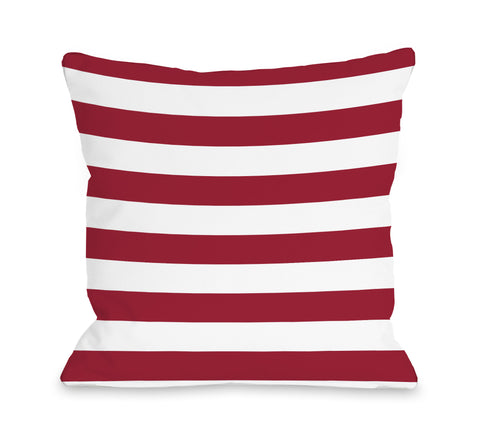 All Over American Stripes - Red Throw Pillow by OBC 18 X 18