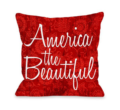 America the Beautiful Floral - Red Throw Pillow by