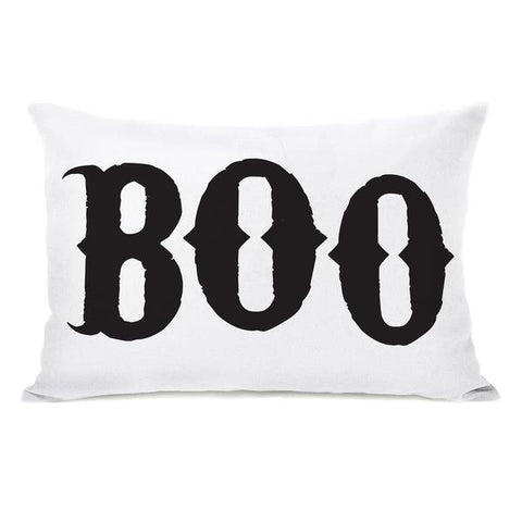 Boo - White Black Throw Pillow by