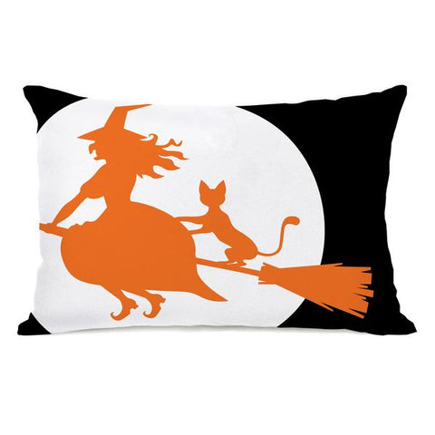 Witch's Best Friend - Black Orange White Throw Pillow by